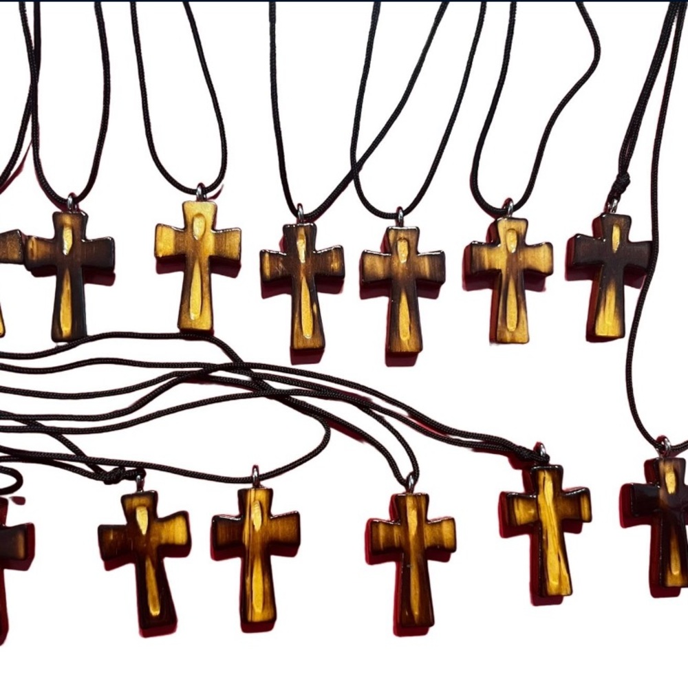 Amber Cross Pendant Necklace